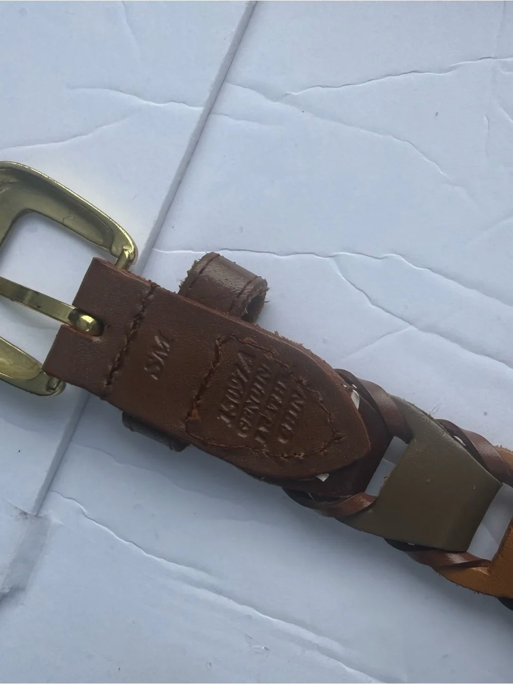 Braided Leather Belt in Brown and Tan